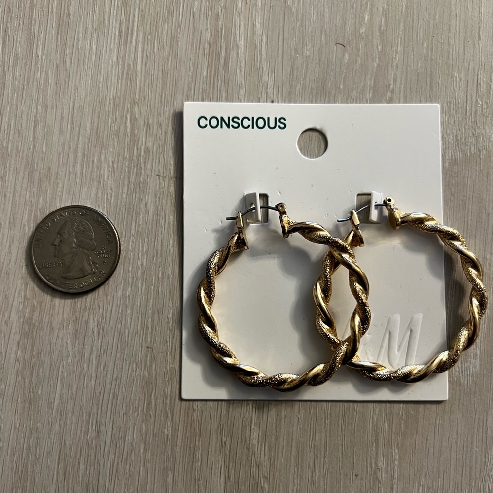 Twisted Hoop Earrings in Gold